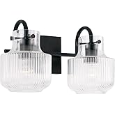 Capital Lighting 145121MB Nyla Transitional Clear Fluted Glass Vanity Lights for Bathroom, 2-Light 200 Total Watts, 9" H x 15