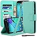 Moto X Pure Edition Case, Moto X Style Case, Style4U Premium PU Leather Stand Wallet Case with ID Credit Card/Cash Slots for Motorola Moto X Style / Pure Edition (2015 Release)+1 Stylus [Mint Green]