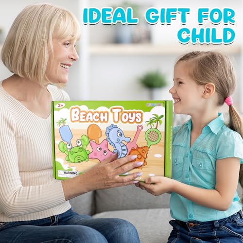 YIMORE Beach Games Children, 28 Pieces Sand Travel Toys with Folding Bucket Children, Sea Games for Children Boys Girls