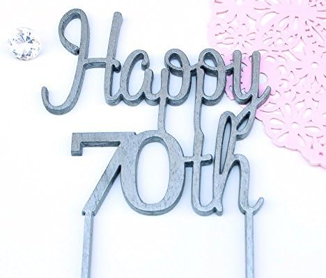 70th Cake Topper - Happy Birthday Topper - Modern Cake Topper