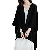 Women's Shawl Wrap Plus Size Cardigan 100% Merino Wool Poncho Cape Fall Winter Open Sweater Coat