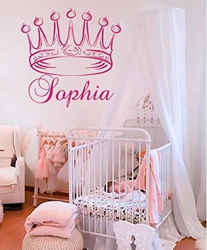 Housewares Vinyl Decal Princess Crown Personalized Name Home Wall Art Decor Removable Stylish Sticker Mural Unique Design for Girl Nursery Room l591