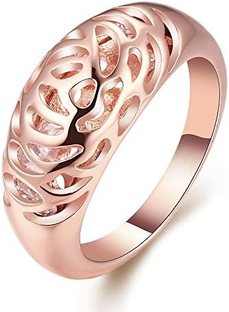 Blean Women 18K Rose Gold Flower Seed of Life Round Band Ring - Nickel Free 8 , Rose