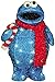 ProductWorks 18-Inch Pre-Lit Sesame Street Cookie Monster with Candy Cane Christmas Yard Decoration, 35 Lights