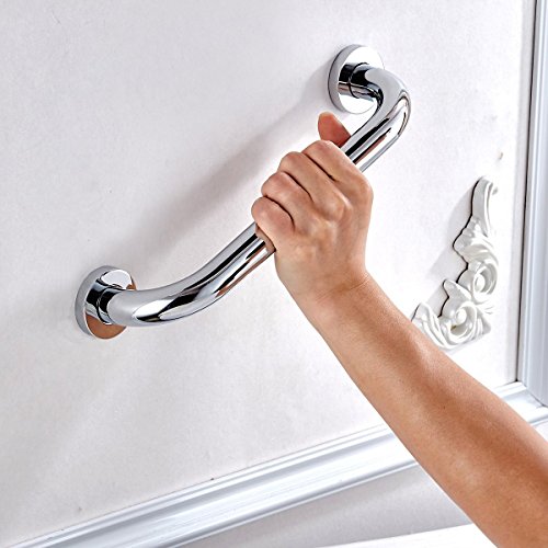 KUNGYO Home Care 12 Inches Brass Bathroom Shower Grab Bar Concealed Mounting (Chrome)