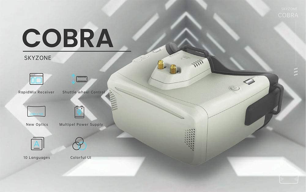 Skyzone Cobra X Black 1280x720 5.8Ghz 48CH RapidMix Receiver FPV Goggles with Head Tracker DVR