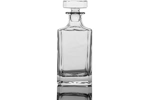 QUEEN&STONE LEAD FREE Square 26oz Whiskey Decanter with Glass Stopper