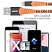 EVISTR Lightning Cable MFi Certified - 2 Pack 6FT Charging Cord Compatible for iPhone 11, X, Xs, XR, 8, 7, 6, iPad, Nylon Braid Sync Data Fast USB Charger (Orange, 6FT+6FT)