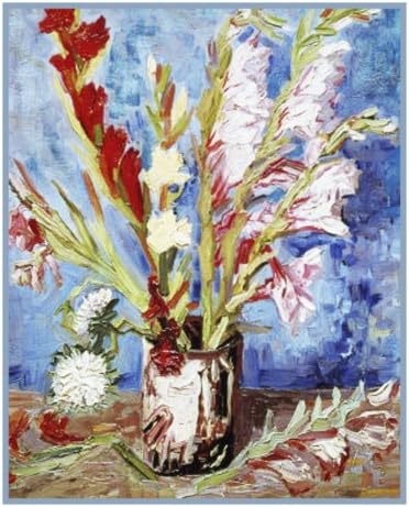 Vase Red White Gladioli by Vincent Van Gogh Counted Cross Stitch Pa...