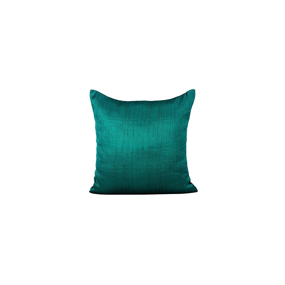 The White Petals Dark Teal Throw Pillow (Set of 2 Covers, Faux Raw Silk