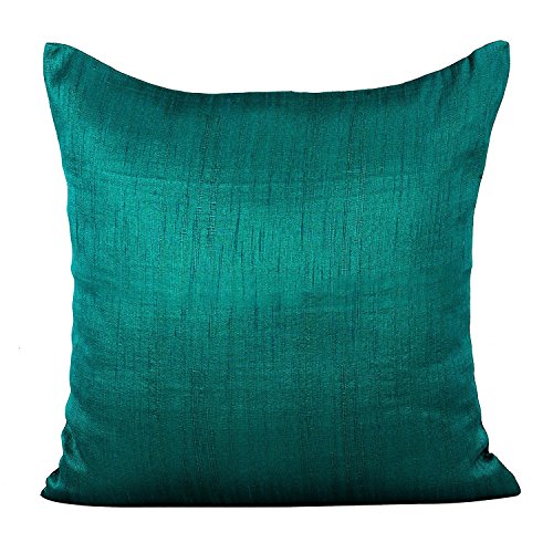 The White Petals Dark Teal Throw Pillow (Set of 2 Covers, Faux Raw Silk