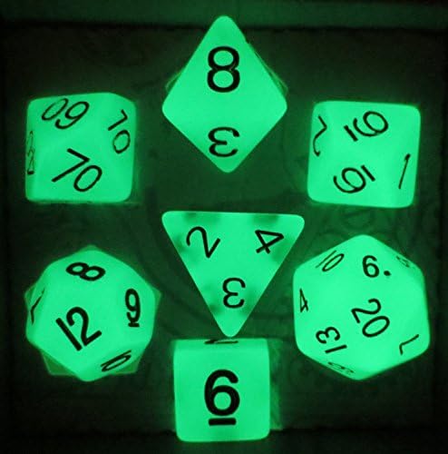 Green Glow in the Dark Dice Set (7 Dice) for Dungeons & Dragons and other Role Playing Games