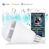 Huamai Bluetooth Speaker Bulb, 2nd Generation LED Light Bulb with Bluetooth Speaker, 8W E26 Dimmable RGB+White Color Smart Music LED Bulb Light