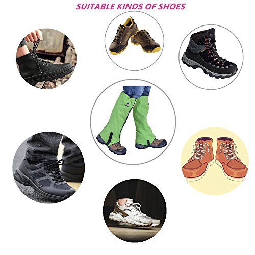 Winis Snow Gaiters Hiking Camping Mountain Climbing Leg Gaiters Oxford Waterproof Dustproof Antiwater Leg Cover Breathable Anti-bite High Gaiters Leg Protection Guard Boot Guardian (1 Pair) (Green) - Thumbnail 4