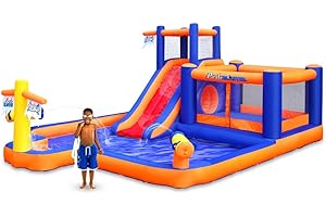 Blast Zone Pirate Blaster - Inflatable Water Slide with Blower - Large - Slide - Climbing Wall - Bounce House - Tunnel