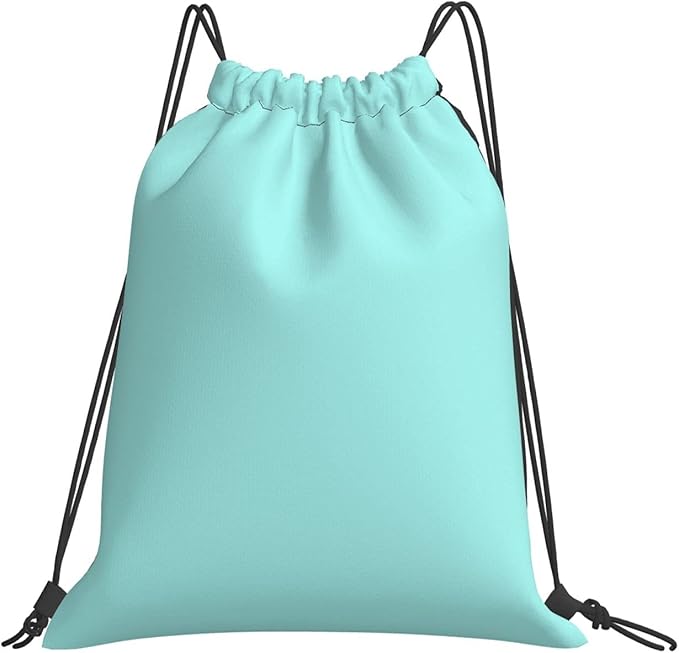 Drawstring Bag Gym Backpack Bag Bulk Evening Pastels Border Print Aqua