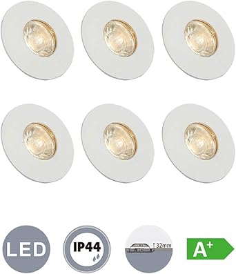 Led Decken Einbaustrahler Badezimmer Einbau Spot Badeinbaustrahler Mit Glas 6x4w 230v Ip44 Led Spot Bad Stahler Einbauleuchte Bad Deckenspot Deckenstrahler Warmweiss Rund Amazon De Beleuchtung