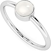 LUSTRE AND LIGHT Natural Freshwater Pearl Stackable Ring for Women in Sterling Silver, June Birthstone Jewelry Gifts for Her (Round, Oval, Pear)