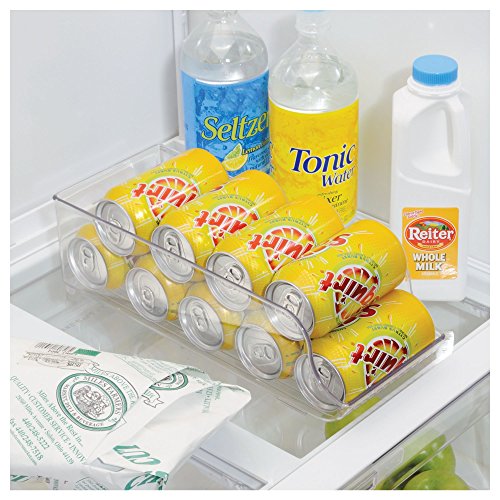 mDesign Refrigerator Soda Can Holder Organizer - Pack of 2, Clear