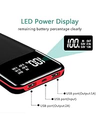 Power Bank   Cargador portátil con batería ultracompacta de 2 salidas para Samsung Android y más