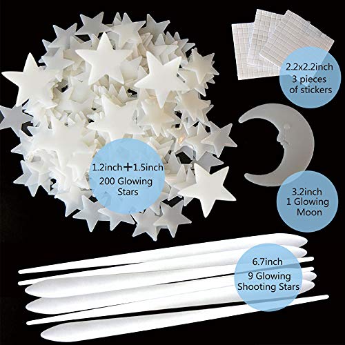 6 Shooting+Stars+Bright+Stickers+Ceiling+Decals+Bedroom