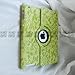 Patent Supercase 360 Degrees Rotating Stand (Green Embossed Flower) Luxury Leather Case for Apple iPad 2 with Smart Cover Wake/Sleep Function