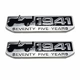 HANSWD 2 Pcs 75 Year 1941 Anniversary Metal Emblem Badge Nameplate for Jeep Wrangler CHEROKEE Patriot Compass (Silver)