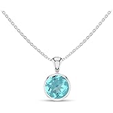 LUSTRE AND LIGHT Natural Paraiba Apatite Pendant Necklace for Women in Sterling Silver/18K Yellow Gold/Rose Gold Vermeil, May Birthstone Jewelry Gifts For Her Birthday, Anniversary (Oval, Pear, Round)