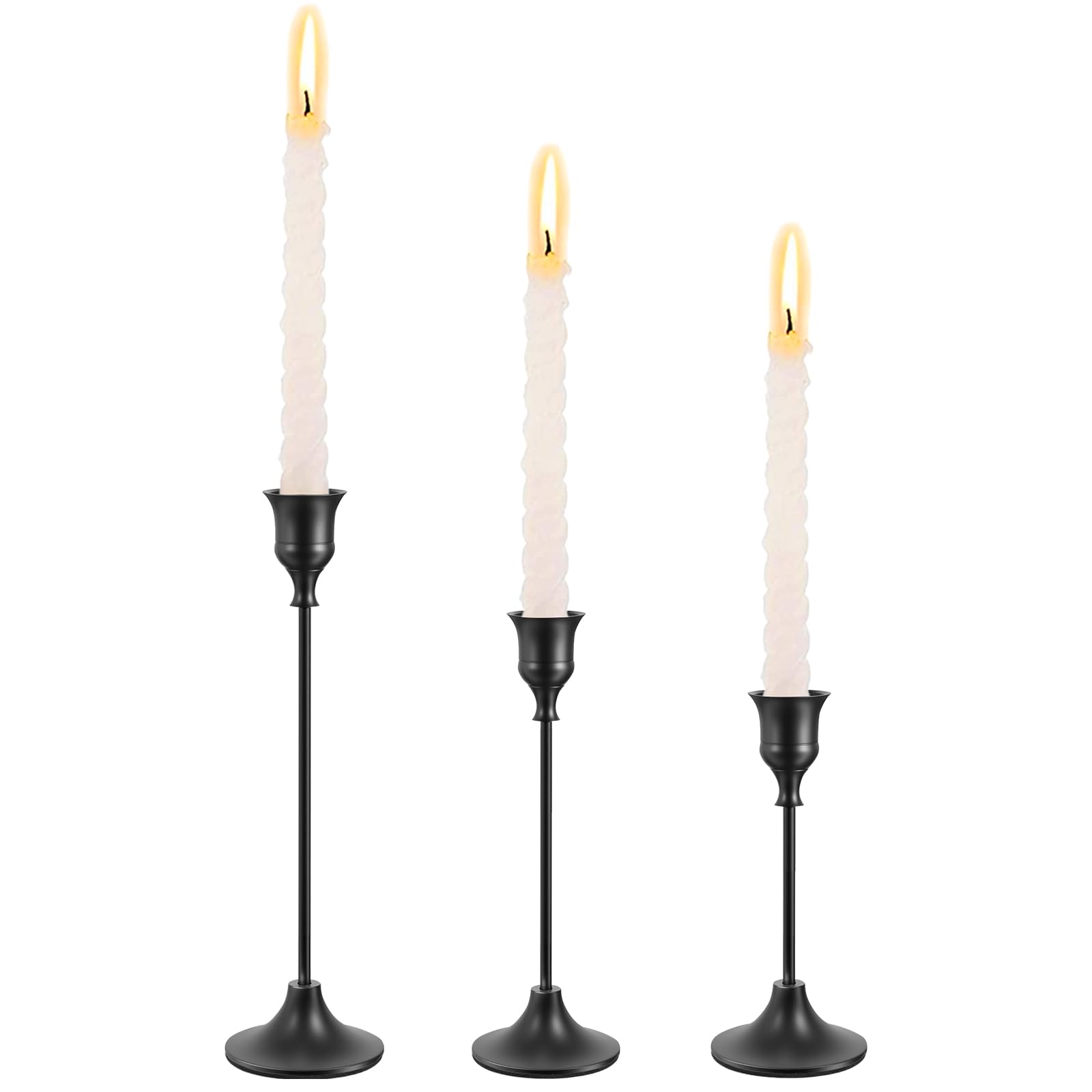 Photo 1 of ***HOLDERS ONLY, NO CANDLES***YCUHEN 3PC Black Candlestick Holders Set - Vintage Modern Centerpiece for Weddings, Mantels & Home Decor | Taper Candle Holders, Housewarming Decor***HOLDERS ONLY, NO CANDLES***