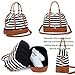 Womens Travel Weekend Bag Canvas Overnight Carry on Shoulder Duffel Beach Tote Bag (Black stripe with shoe compartment)