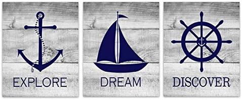 UNFRAMED PRINTS (CHOOSE YOUR SIZES) - Nautical Nursery Photo Prints - "Explore Dream Discover" Rustic Boys Room Decor - KIDS206
