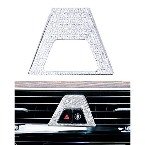 1797 Compatible Hazard Button Caps for BMW Accessories Parts Warning Switch Covers Bling Interior Decorations 5 6 7 Series X3 X4 G30 G31 F13 G11 G12 G01 F26 F90 xDrive AWD Women Men Crystal Silver