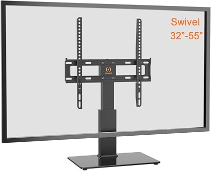 Amazon Com Huvibe Universal Tv Stand Swivel Tabletop Tv Stand With Mount For 32 To 55 Inch Flat Screens Height Adjustable Tv Stand Base Replacement With Tempered Glass Hold Up To 88lbs