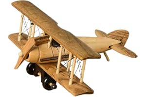 Katutude Retro Aircraft Handicraf Wooden Airplane Model, Vintage Biplane Model Desktop Decoration Photo Props Souvenir Collectible Airplane Model Gift Office Home Decor Ornament
