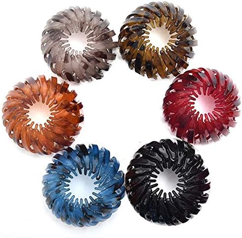 6Pcs Expandable Ponytail Holder Clip Hair Clips Hair Claw Clamps Hair Bun Maker Hair Styling Tool Hair Barrette for Girls Lady Women Hair Accessories