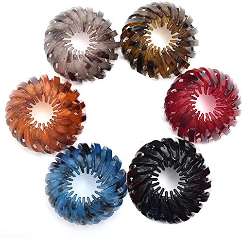 6Pcs Expandable Ponytail Holder Clip Hair Clips Hair Claw Clamps Hair Bun Maker Hair Styling Tool Hair Barrette for Girls Lady Women Hair Accessories