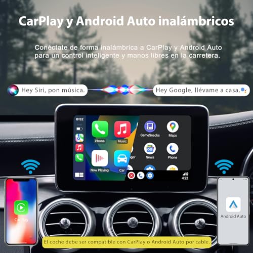 Sunweyer 2025 Wireless CarPlay Adapter for Android Auto Streaming Box SW12 Pro with Netflix, Youtube, Hulu, App Installation - AI Box, Dual WiFi, HDMI, LED Ambient Light (SW12 Pro)