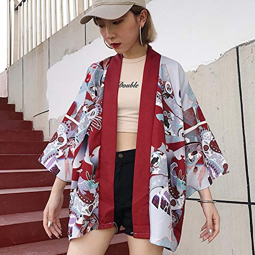 Kimono Cardigan Blouse Shirt Beach Kimonos Woman Cosplay Yukata OBI Japanese Komono Aa4363,1,One Size - Thumbnail 3