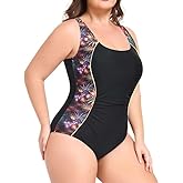 BeautyIn Plus Size Swimsuit for Women Adjustable Straps & Tummy Control Ruched Bathing Suit