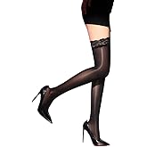 SSQKYZCSYZ Women's Lace Top Thigh High Stocking for Women Silicone Sheer Stockings Shimmery 8D Pantyhose