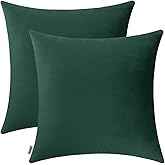 Jeneoo Comfy Decor Velvet Throw Pillow Covers for Livingroom Home Sofa Decorative Square Couch Cushion Cases (Hunter Green, 18 x 18 Inches, 2 Pieces)