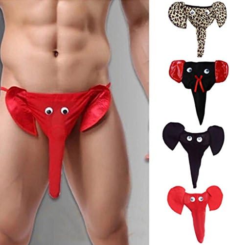 Kingstop Clearance Sexy Elephant Bulge Pouch Mens Elastic T Back Lingerie Thong Erotic Underwear (Red)