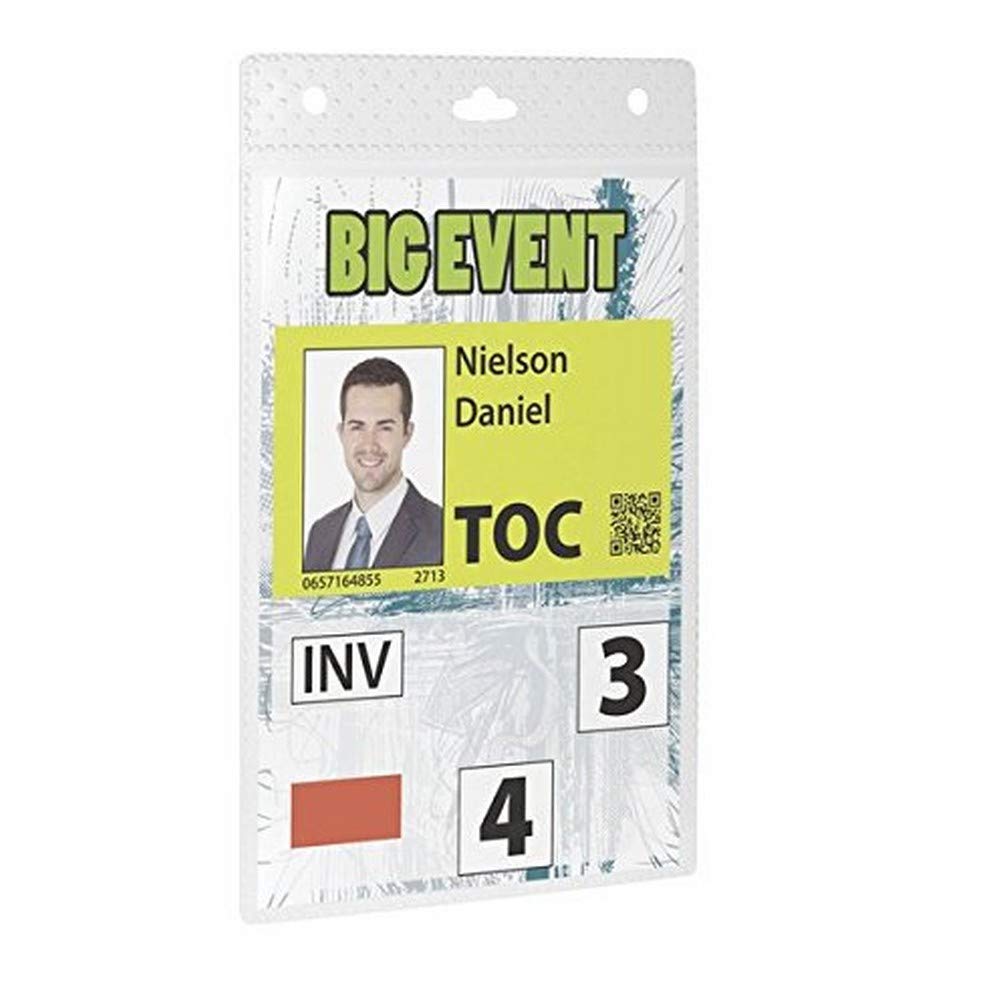 Durable Event Name Badge A6 Transparent | Pack of 20 | Can be Easily Combined With Lanyard or Chain | Ideal for Events and Exhibitions