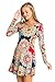 5Thread Women's Casual Print Long Sleeve Front Strappy Tunic Dress Top W/Side Pocket