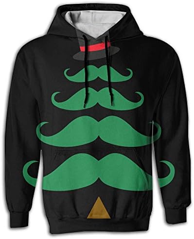 SebastianeZacharias444 Funny Mustache Tree Happy ChristmasAthletic Long-sleeved Hoody Quality Fleeces 3D Printed Personality Sweatshirt For Men