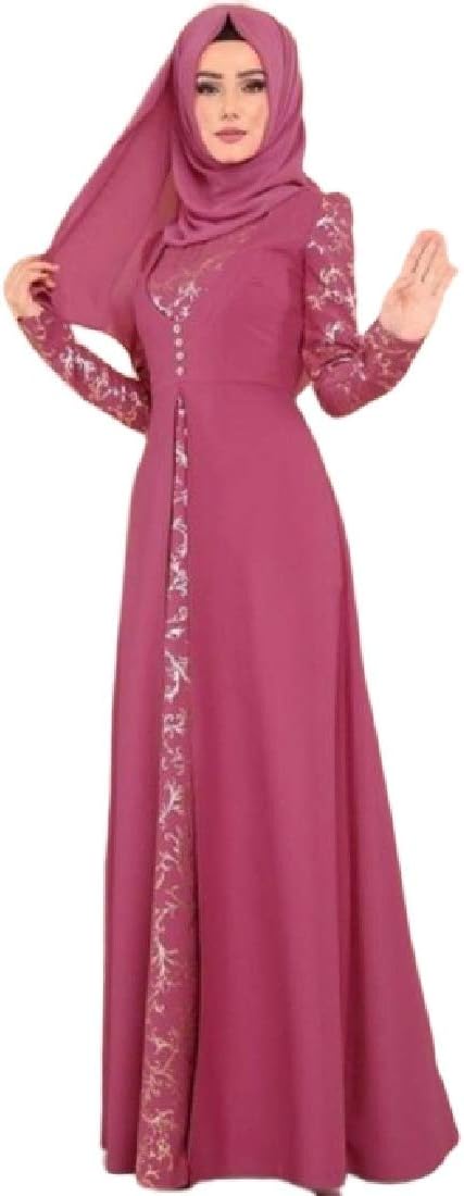SHOWNO Women's Muslim Lace Middle Eastern Abayas Ramadan Long Maxi Dress