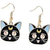 Anime Cat Moon Earrings Cute Pet Dangle Earrings for Women