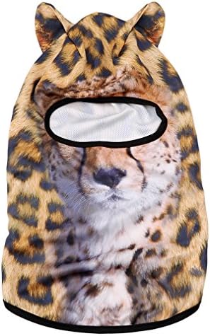 ULAKY 3D Ski Mask, Ears Of The Animals Hat Snowboard Helmet Lining Neck Warmer Winter Full Face Halloween Party Mask For Men Women,BB-G-02 Leopard head