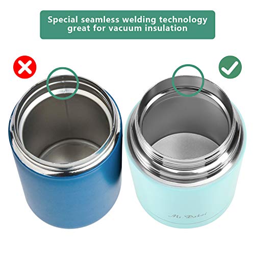Mr.Dakai Insulated Lunch Containers Thermoses Food Jar Vacuum Stainless Steel 27 oz Leak Proof Keep Food Cold Hot Container for Kids Adult Lunch Box School Camping Outdoors, BPA Free (Cyan Blue) - Thumbnail 6