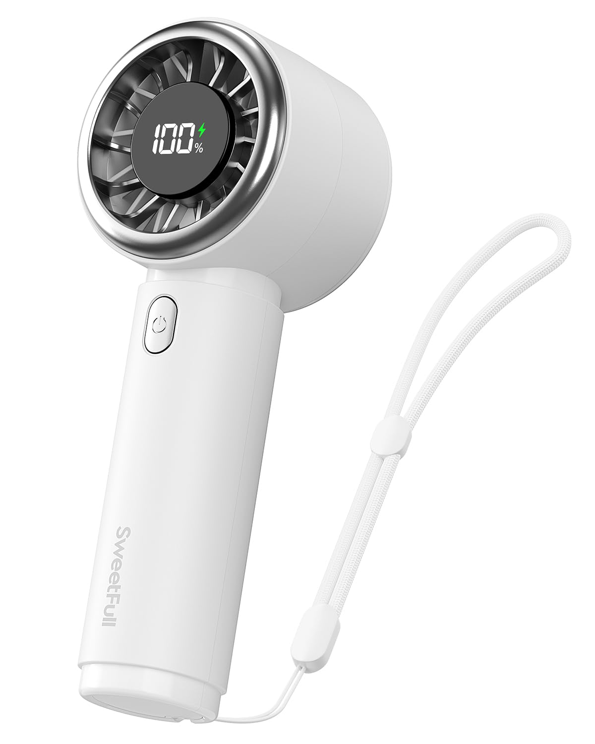 SWEETFULL Mini Fan Portable - Cute Handheld Turbo Fan with Rechargeable Battery, 5 Speeds, Small Hand Personal Travel Essentials for Women, Girls, Kids, Lash, Makeup - White